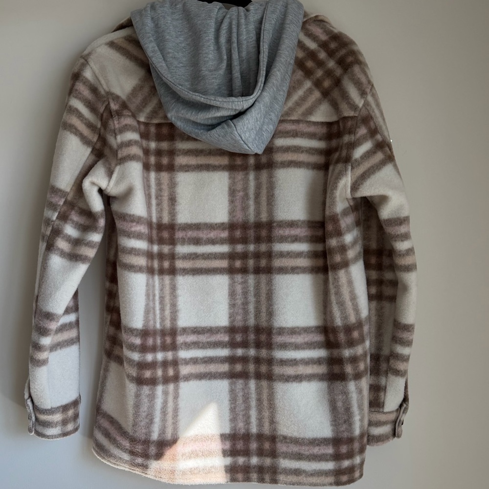 Plaid Jacket- hooded (Taupe Brown) - Picture 5 of 9